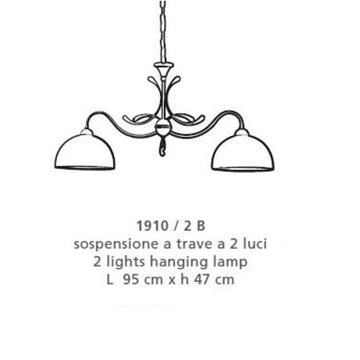 Bilanciere classico LAM 1910 2B E27 LED metallo vetro lampadario lampada soffitto - 2