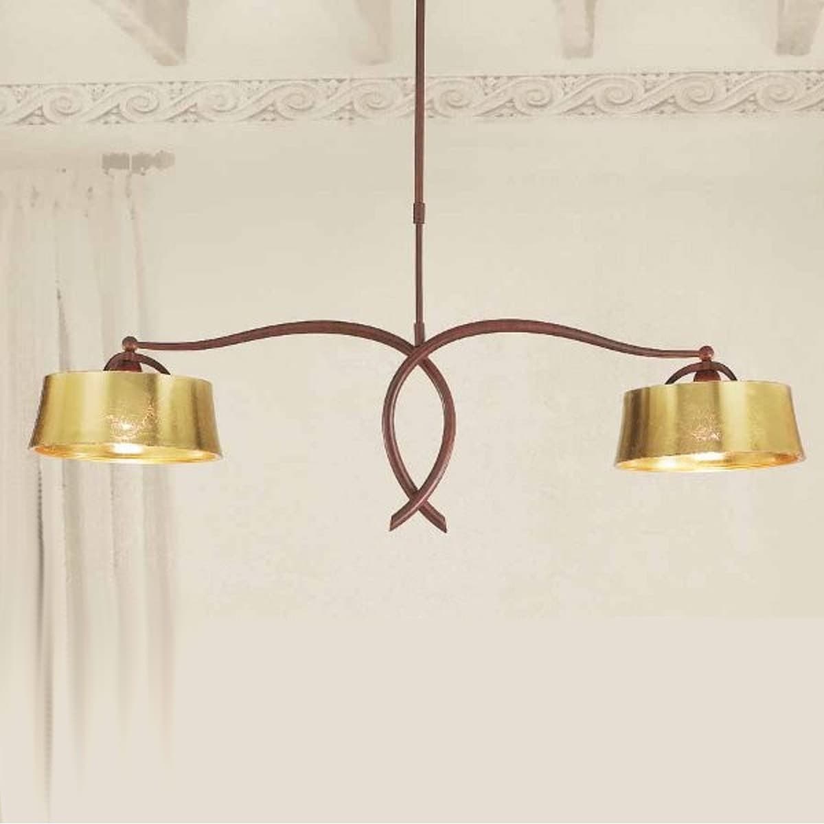 Bilanciere classico LAM 1895 2B E27 LED metallo vetro lampadario - 9
