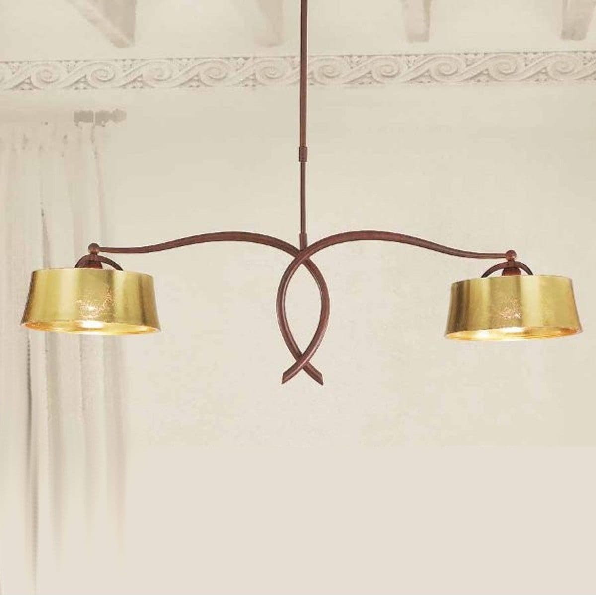 Bilanciere classico LAM 1895 2B E27 LED metallo vetro lampadario - 2