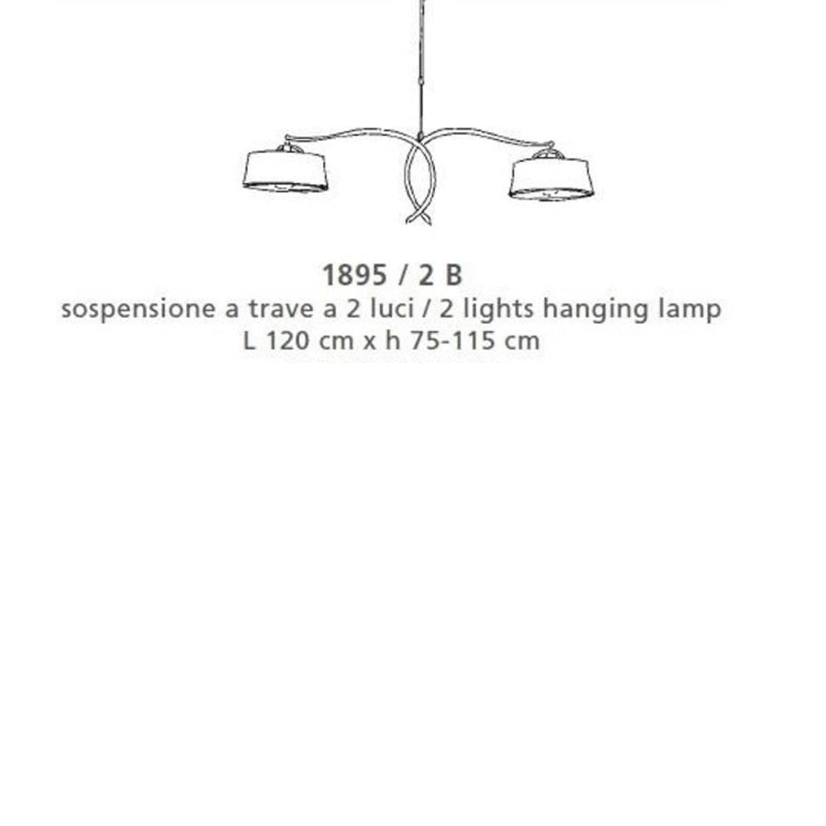 Bilanciere classico LAM 1895 2B E27 LED metallo vetro lampadario - 4