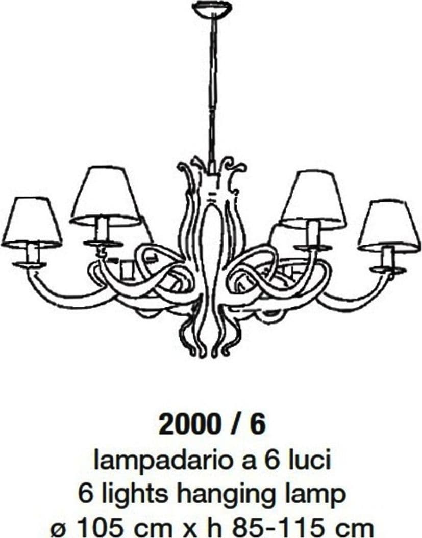 Lampadario classico LAM 2000 6 E14 LED metallo organza sospensione - 6