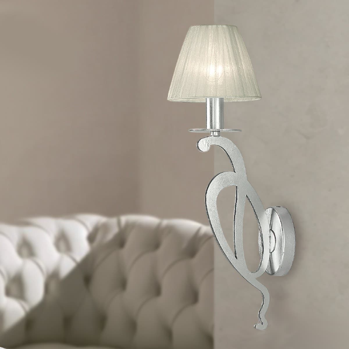 Applique classico LAM 2000 1A E14 LED metallo organza lampada parete