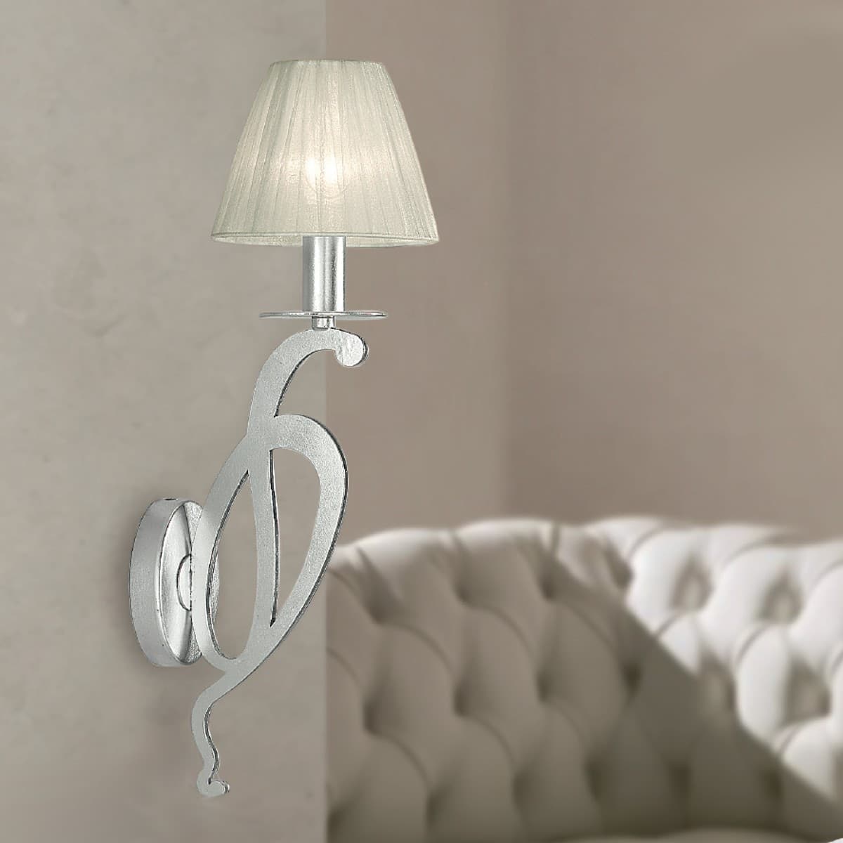 Applique classico LAM 2000 1A E14 LED metallo organza lampada parete - 2