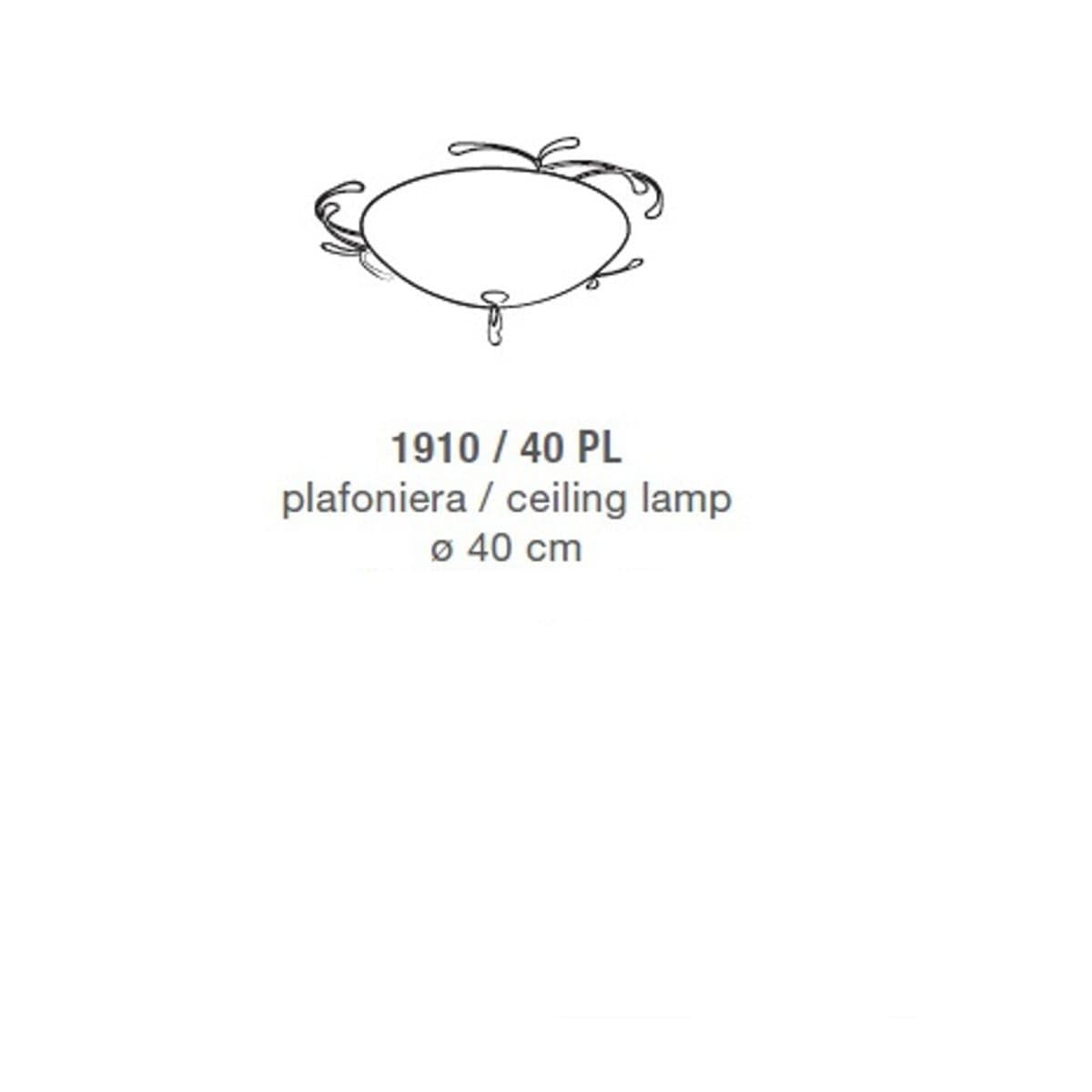 Plafoniera classica LAM 1910 PL 40 E27 LED metallo vetro lampada soffitto - 3