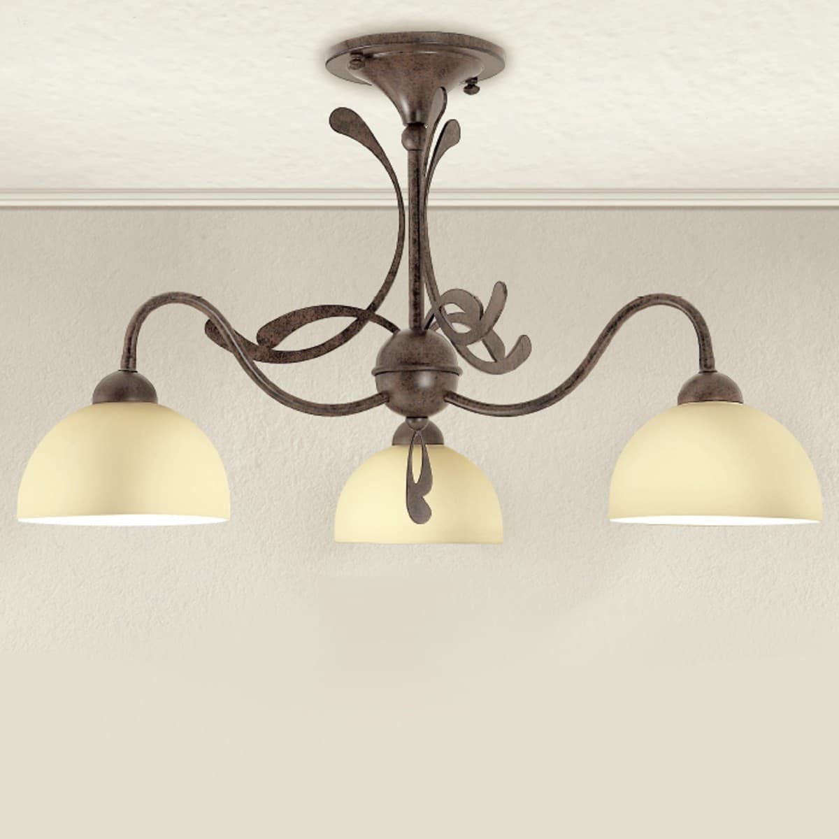 Plafoniera classica LAM 1910 3PL E14 LED metallo vetro lampada soffitto