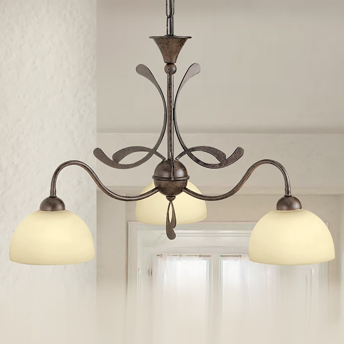 Lampadario classico LAM 1910 3 E14 LED metallo vetro sospensione
