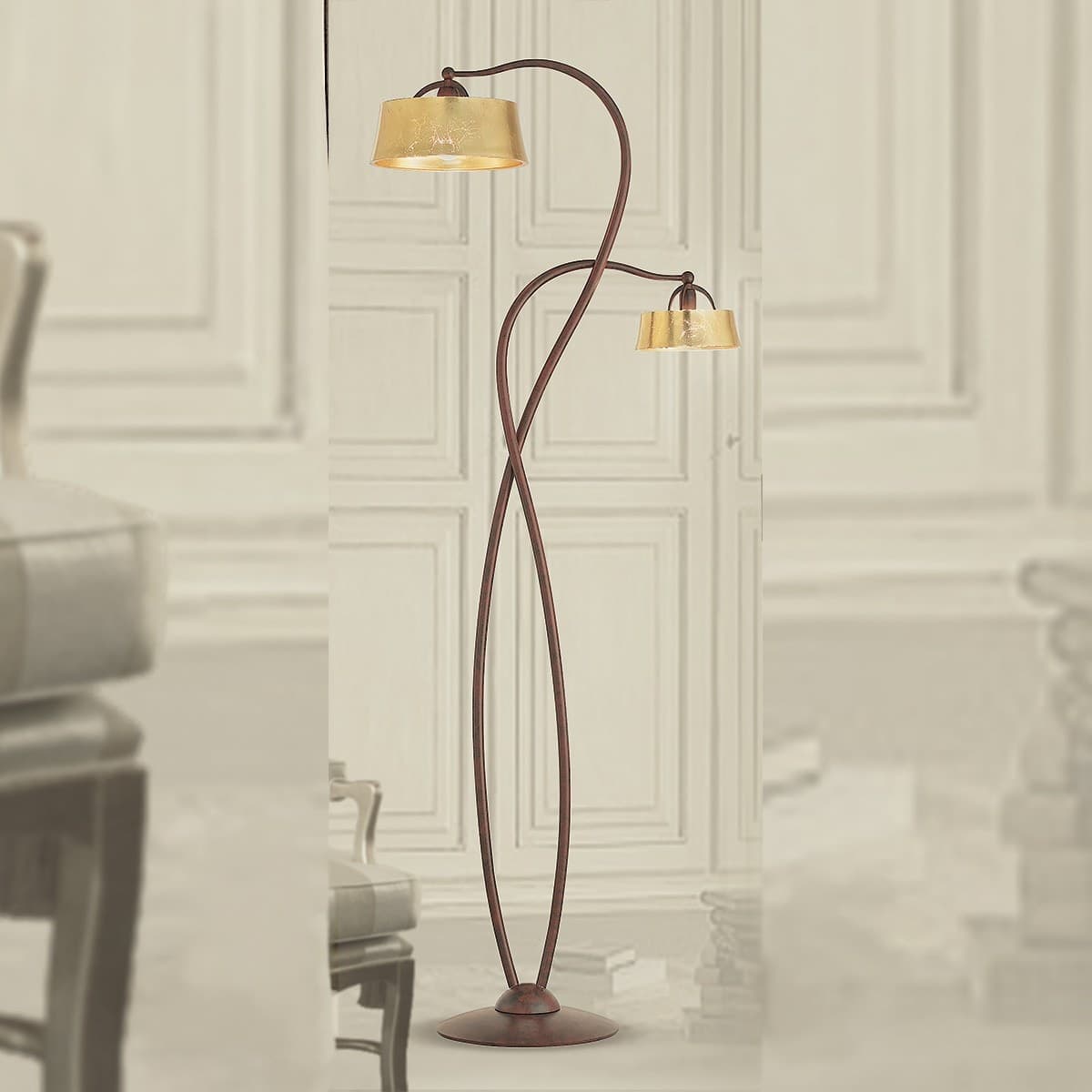 Piantana classica LAM 1895 2P E27 E14 LED metallo vetro lampada terra
