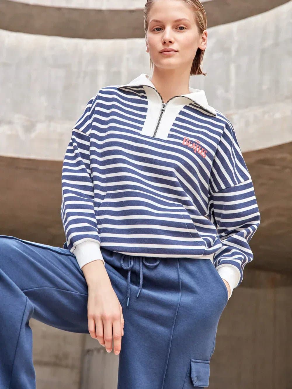 Pigiama Donna Autunno/Inverno Gisela 2/20364S – Pile Beatles con Zip e Pantaloni Cargo - 5