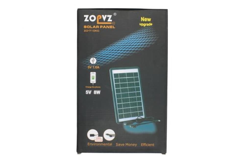 PANNELLO SOLARE CARICABATTERIE USB 5V 1,6A RICARICA RAPIDA SMARTPHONE 8W ZO-710KC - 6