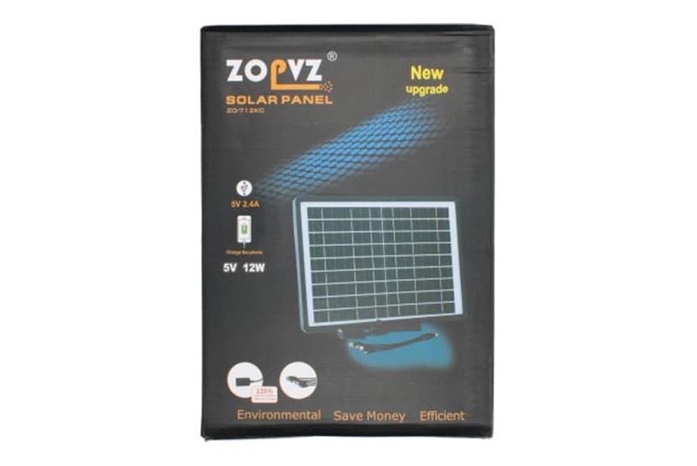 PANNELLO SOLARE CARICABATTERIE USB 5V 2,4A RICARICA RAPIDA SMARTPHONE 12W ZO-712KC - 4