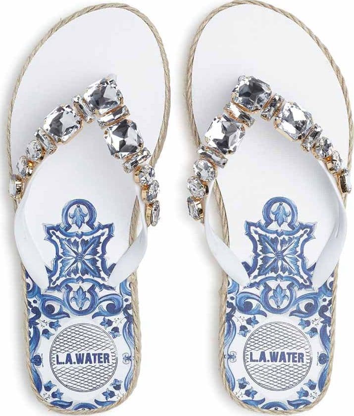 L.A. Water | Infradito Majolica Bianca Con Fondo In Corda - 6