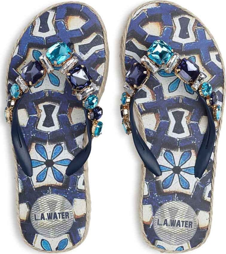 L.A. Water | Infradito Majolica Blu Con Fondo In Corda - 5