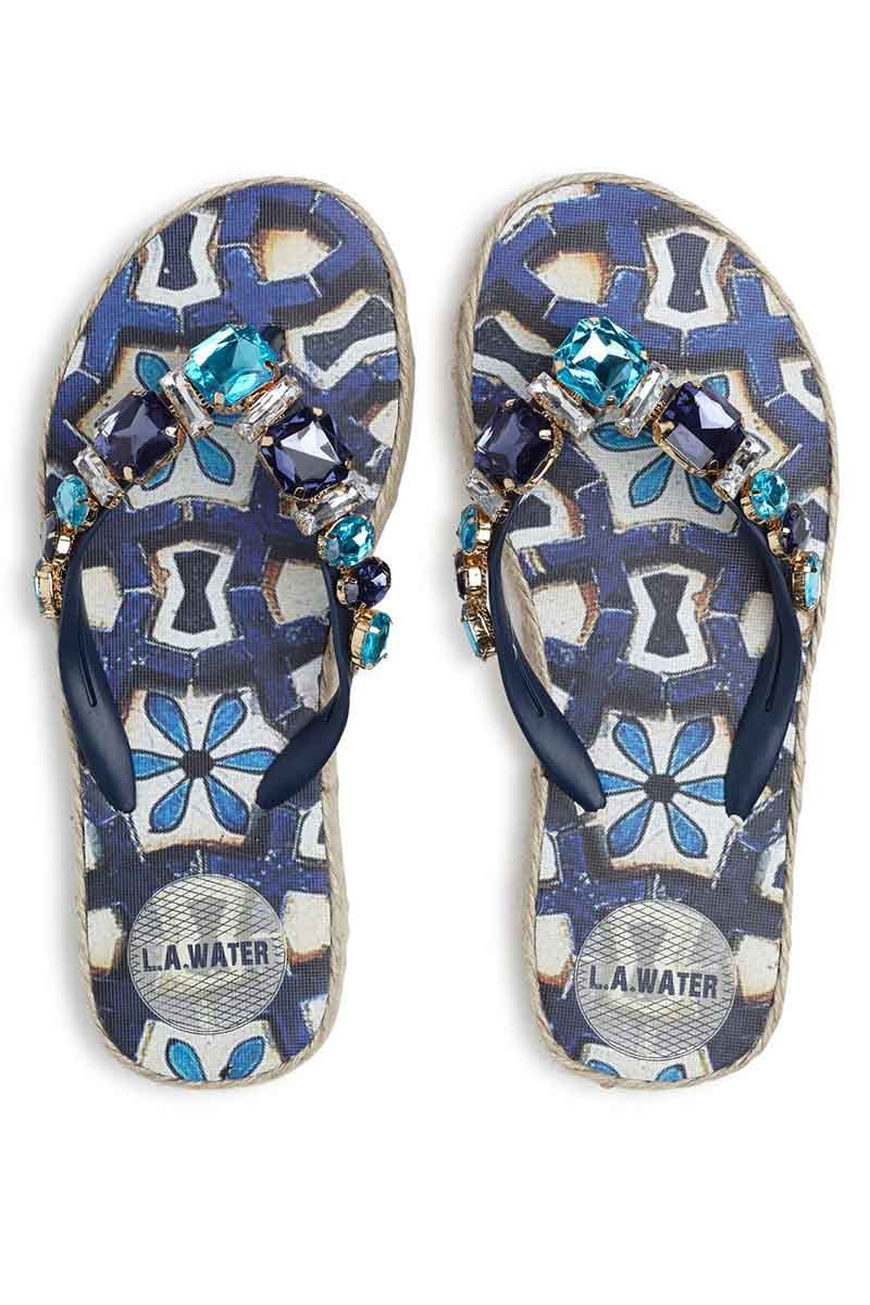 L.A. Water | Infradito Majolica Blu Con Fondo In Corda - 5