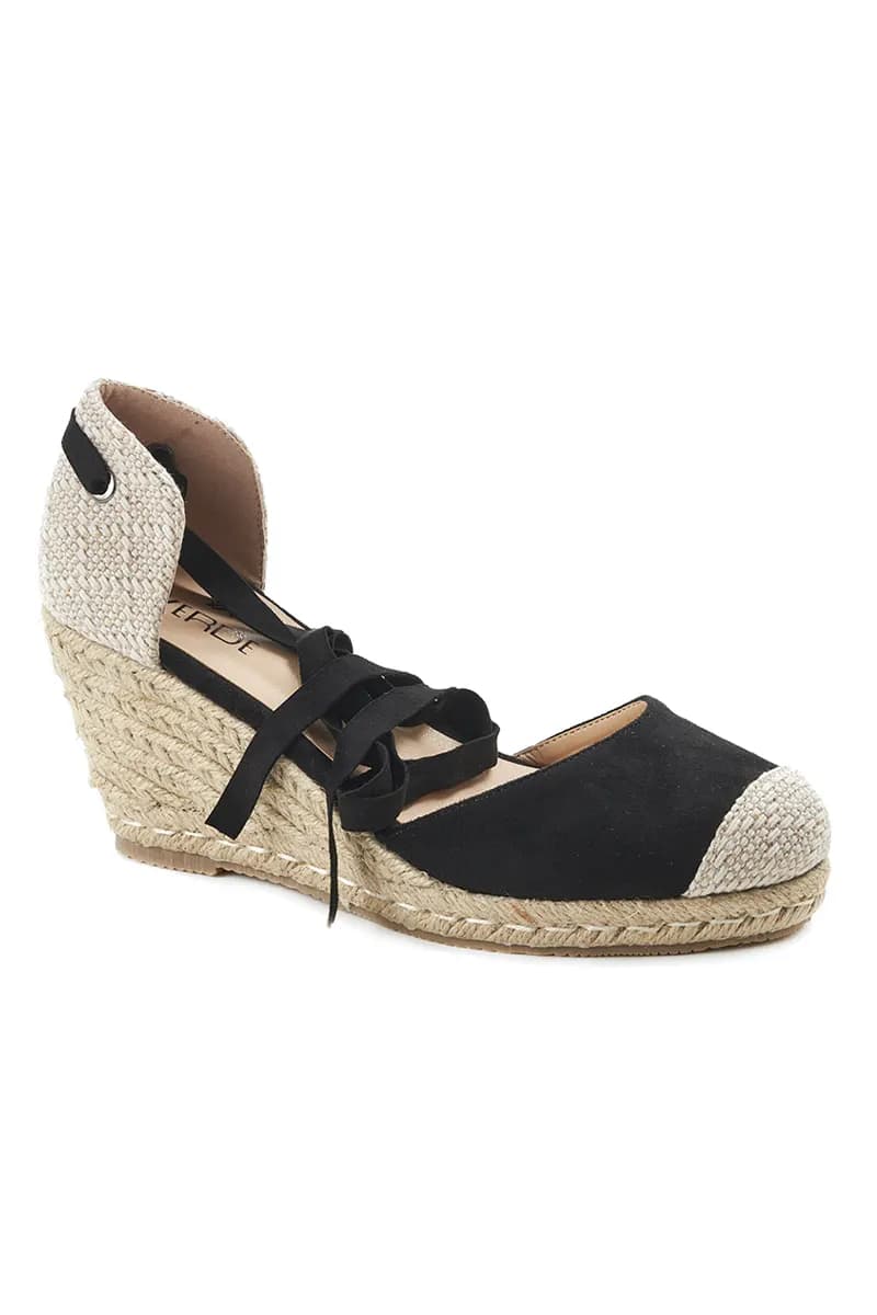 Espadrillas con zeppa e lacci Verde Fashion - 2