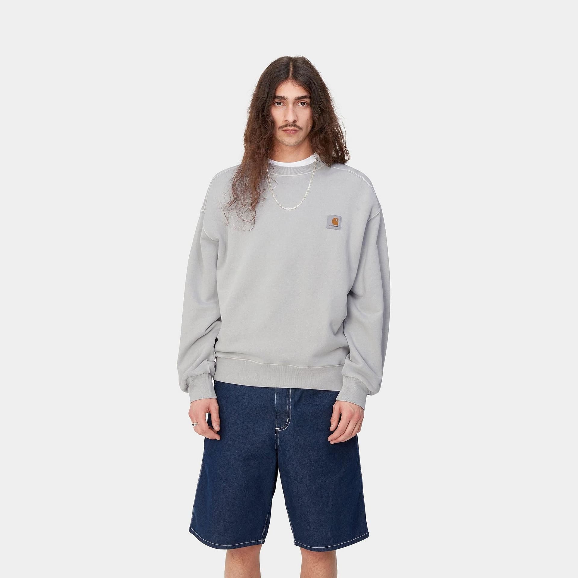 Felpa Carhartt Nelson Sweatshirt sonic silver dyed - 3