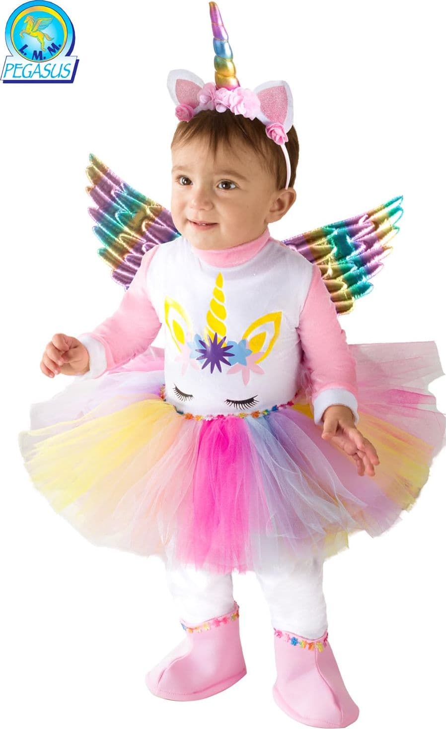 COSTUME CARNEVALE PICCOLA UNICORNO ARCOBALENO PRIMI PASSI DA 13 A 36 MESI - PEGASUS 2123 - 4
