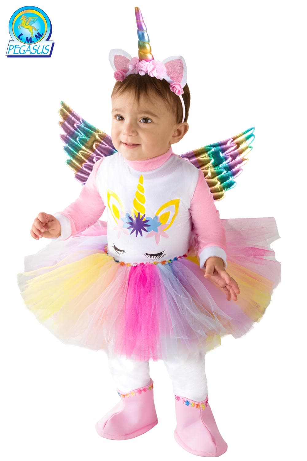 COSTUME CARNEVALE PICCOLA UNICORNO ARCOBALENO PRIMI PASSI DA 13 A 36 MESI - PEGASUS 2123 - 4