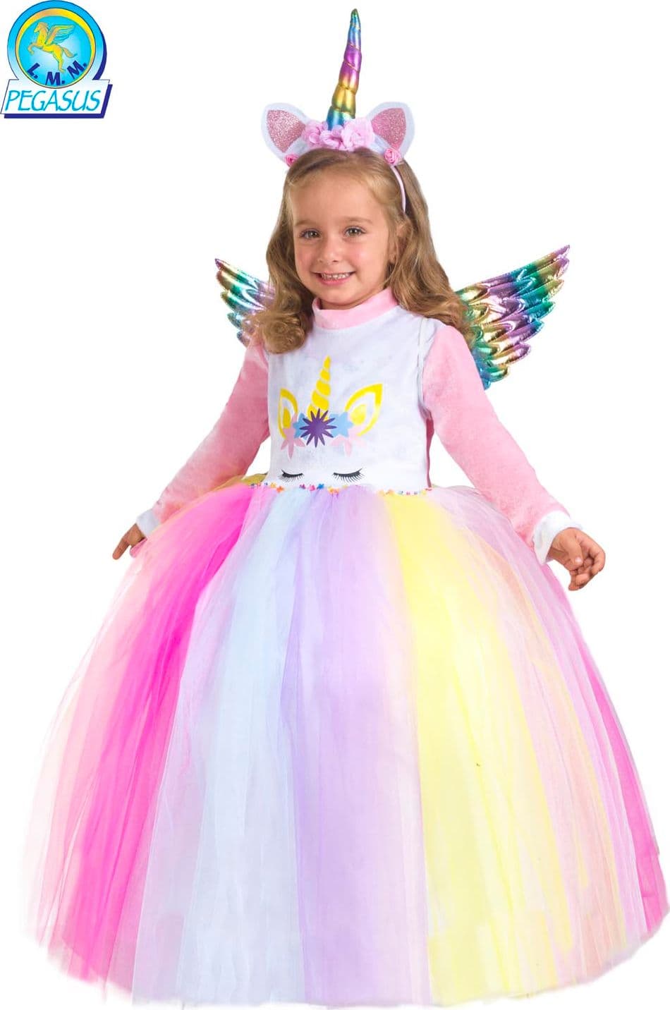 COSTUME CARNEVALE UNICORNO ARCOBALENO BABY DA 3 A 6 ANNI - PEGASUS 0779 - 2