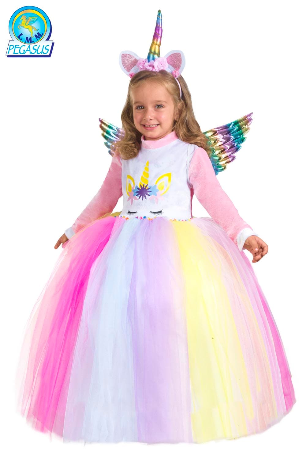 COSTUME CARNEVALE UNICORNO ARCOBALENO BABY DA 3 A 6 ANNI - PEGASUS 0779 - 2