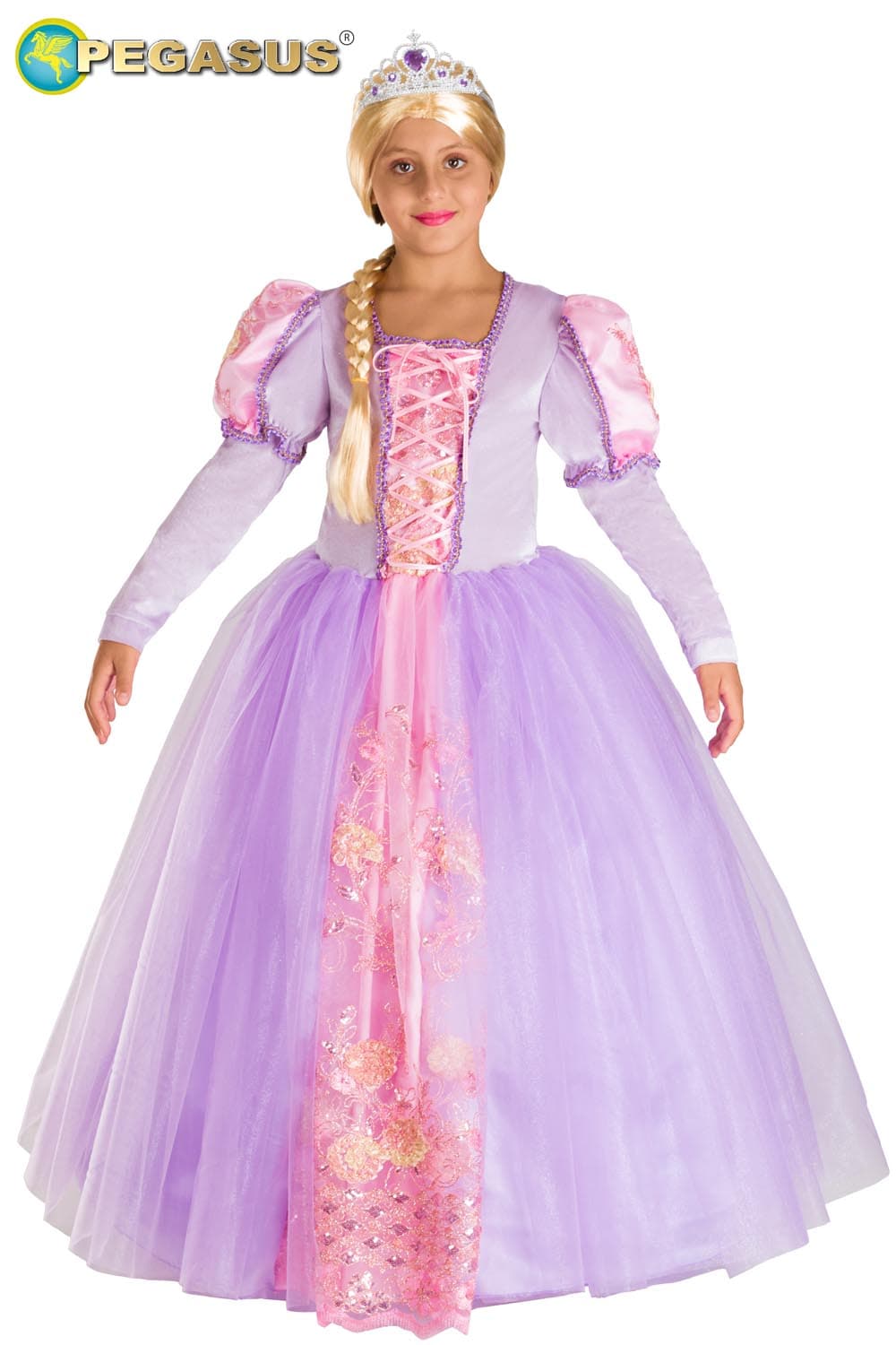 COSTUME CARNEVALE PRINCIPESSA RAPERONZOLO BAMBINA DA 5 A 11 ANNI - PEGASUS COD. 1953 - 8