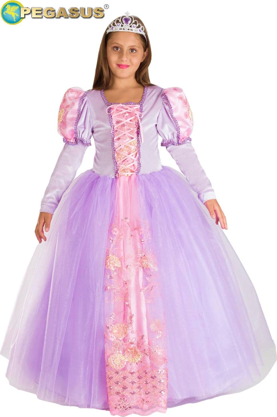 COSTUME CARNEVALE PRINCIPESSA RAPERONZOLO BAMBINA DA 5 A 11 ANNI - PEGASUS COD. 1953 - 3