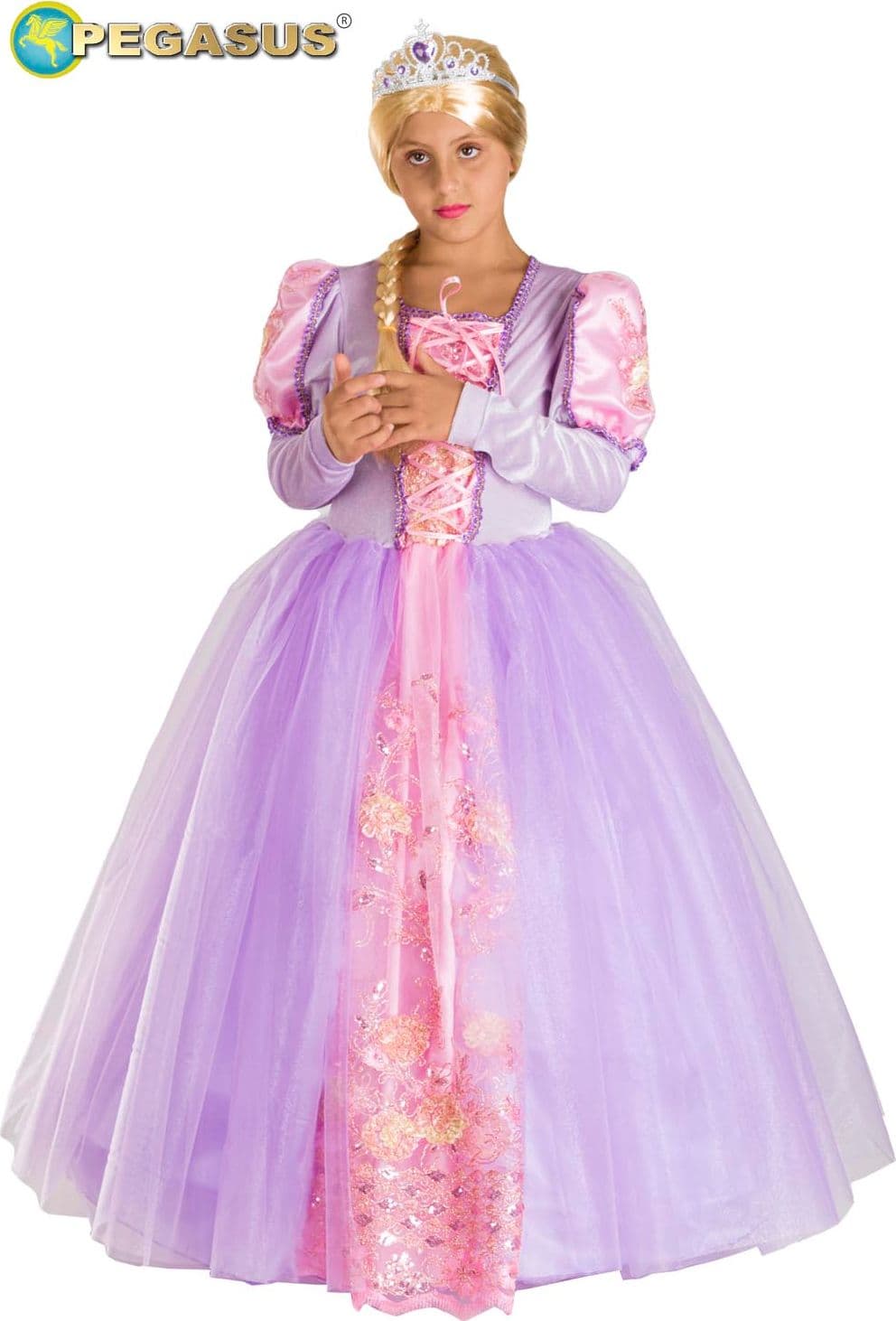COSTUME CARNEVALE PRINCIPESSA RAPERONZOLO BAMBINA DA 5 A 11 ANNI - PEGASUS COD. 1953 - 6