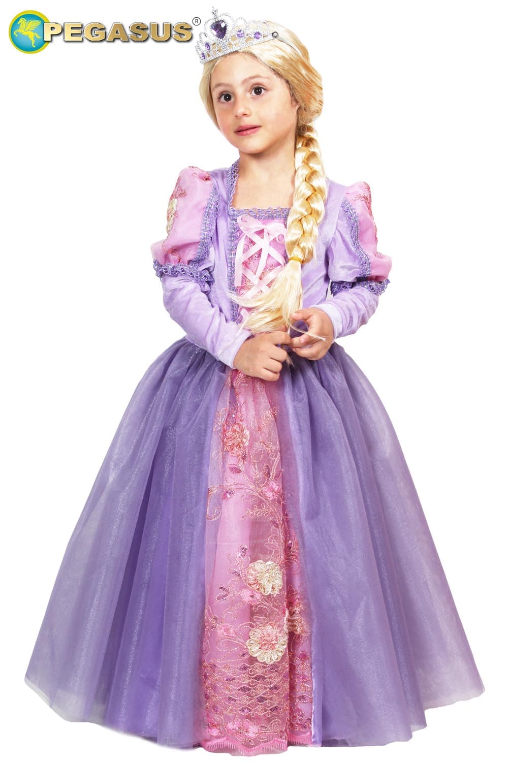 COSTUME CARNEVALE PRINCIPESSA RAPERONZOLO BAMBINA DA 3 A 6 ANNI - PEGASUS 0744 - 3