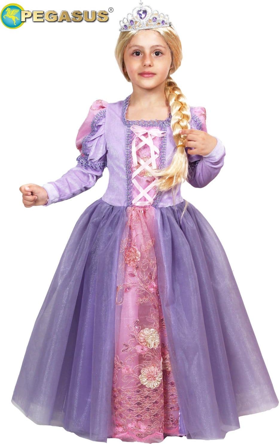 COSTUME CARNEVALE PRINCIPESSA RAPERONZOLO BAMBINA DA 3 A 6 ANNI - PEGASUS 0744 - 2
