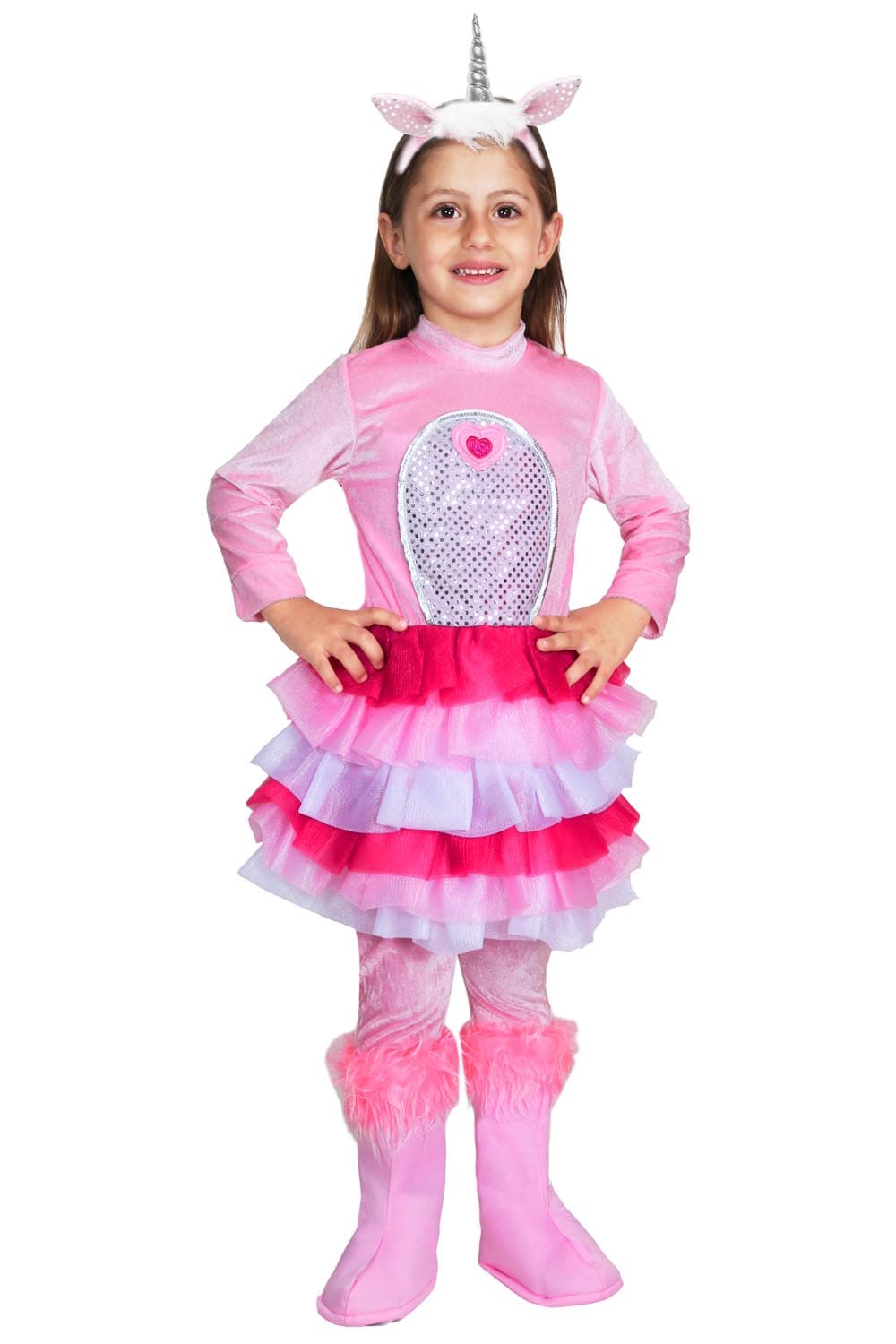 COSTUME CARNEVALE PICCOLO UNICORNO ROSA BAMBINA DA 3 A 6 ANNI COD. 0710 - 3