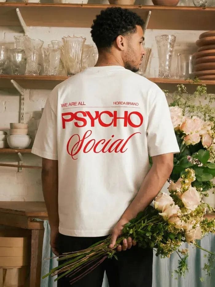T-Shirt Bianca 220gr Oversize Cotone Made in Italy - Psycho - 2