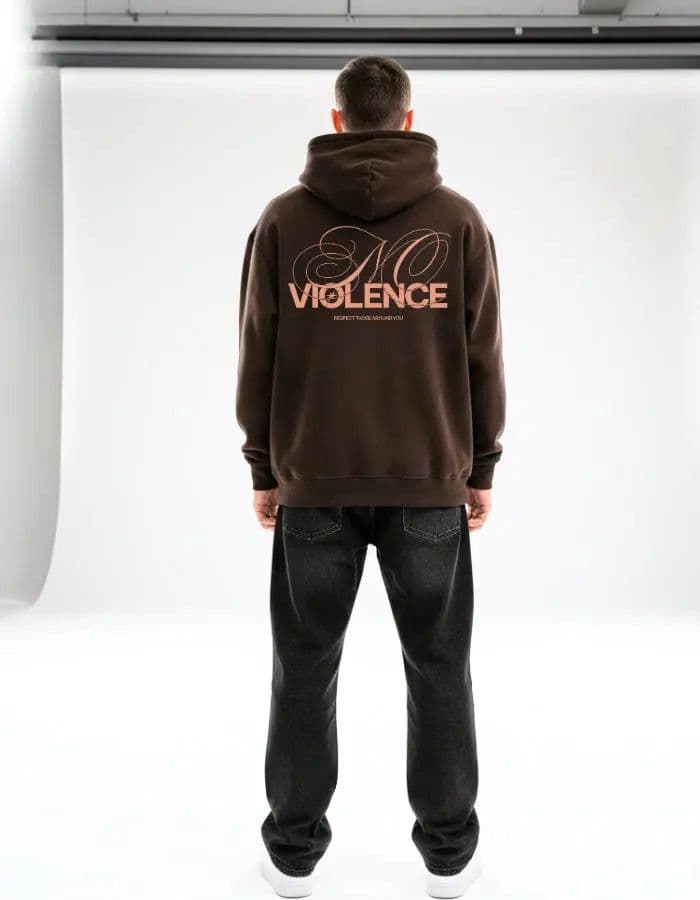 Felpa Boxy Fit 380g Cotone Premium – No Violence Streetwear Made in Italy - 3