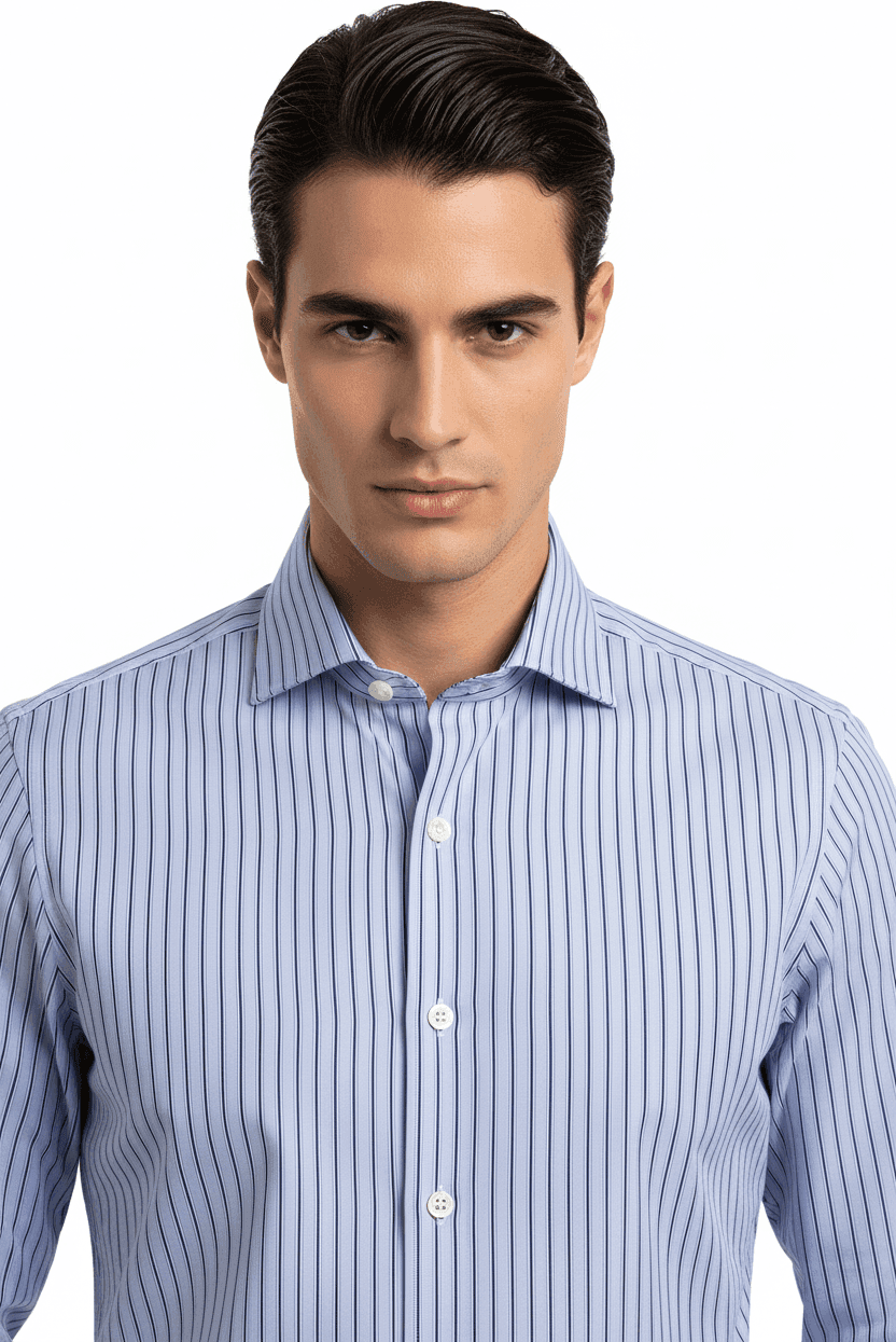 Camicia uomo Bagutta - Righe - Colore celeste/bianco/blu - 2