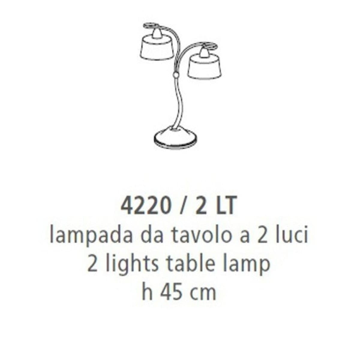 Abat-jour classico LAM 4220 2LT E14 LED metallo vetro lampada tavolo - 3