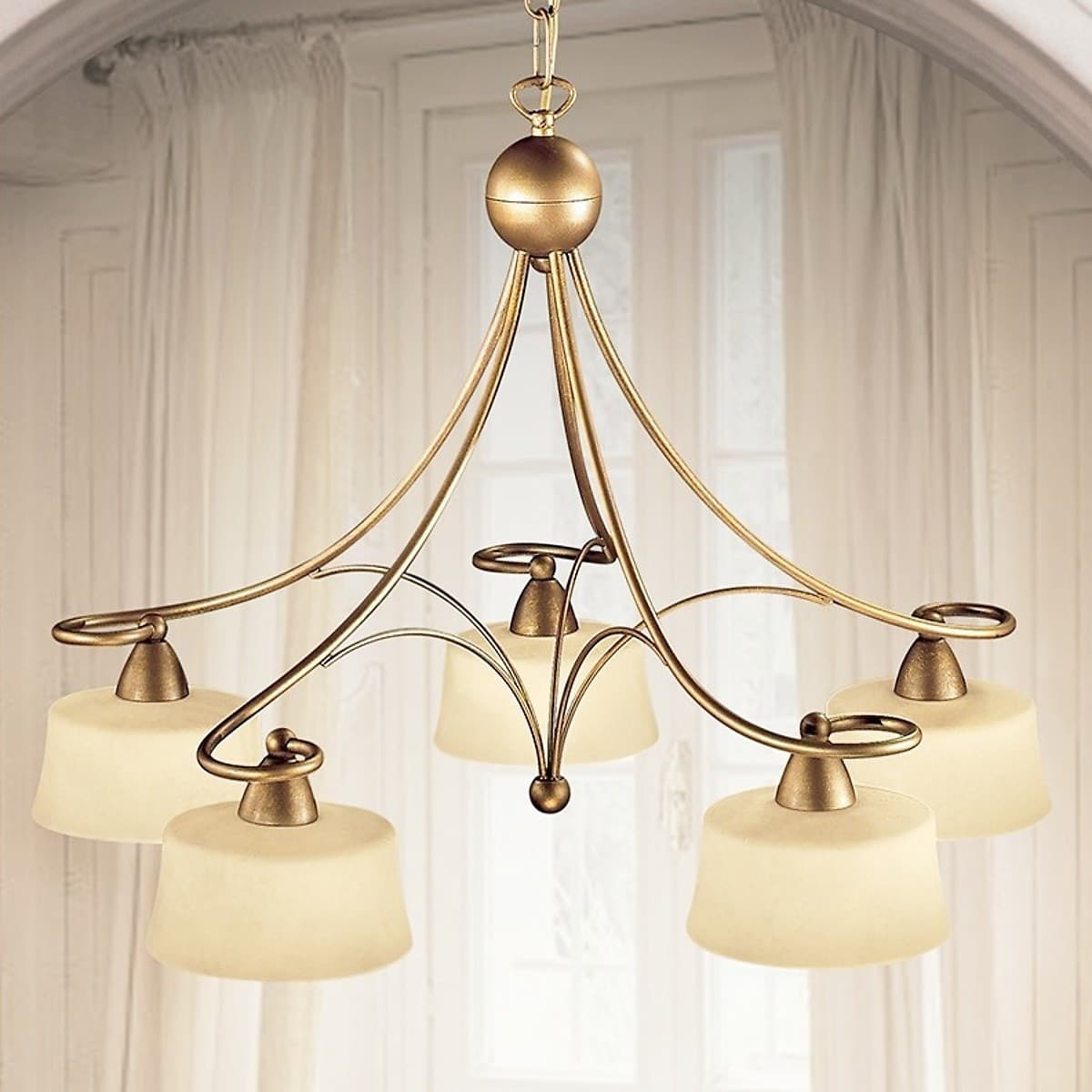 Lampadario classico LAM 4220 5 E14 LED metallo vetro sospensione