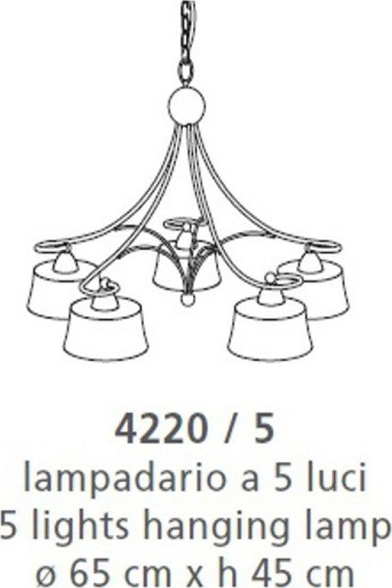 Lampadario classico LAM 4220 5 E14 LED metallo vetro sospensione - 4