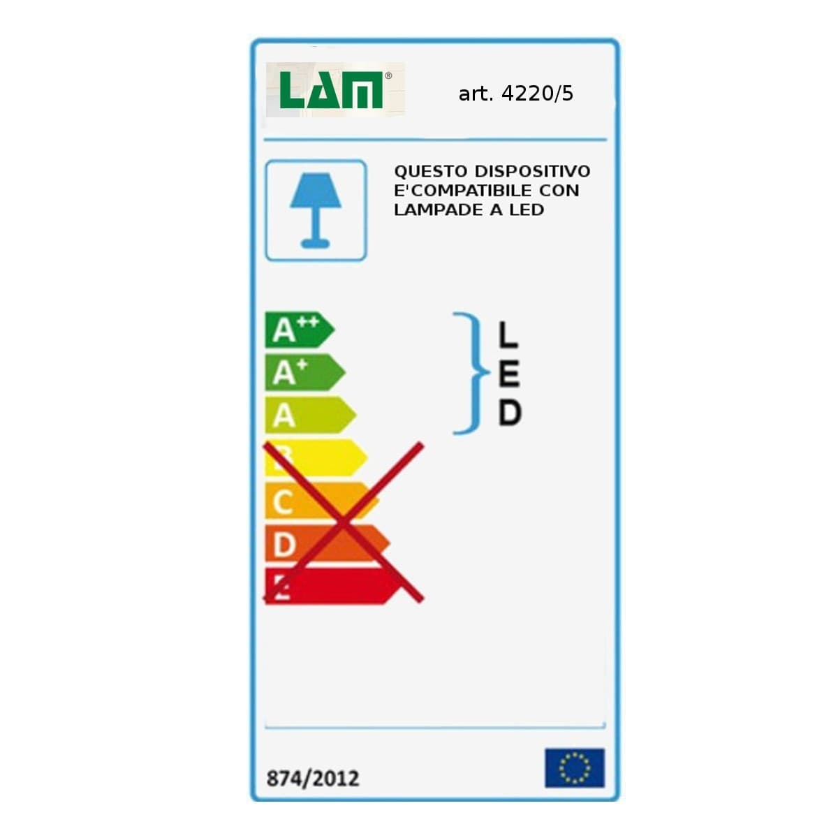 Lampadario classico LAM 4220 5 E14 LED metallo vetro sospensione - 7