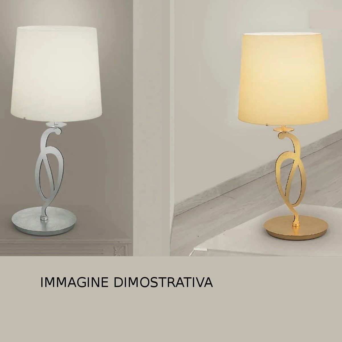Abat-jour classica LAM 2000 1LT E27 LED metallo vetro lampada tavolo - 3