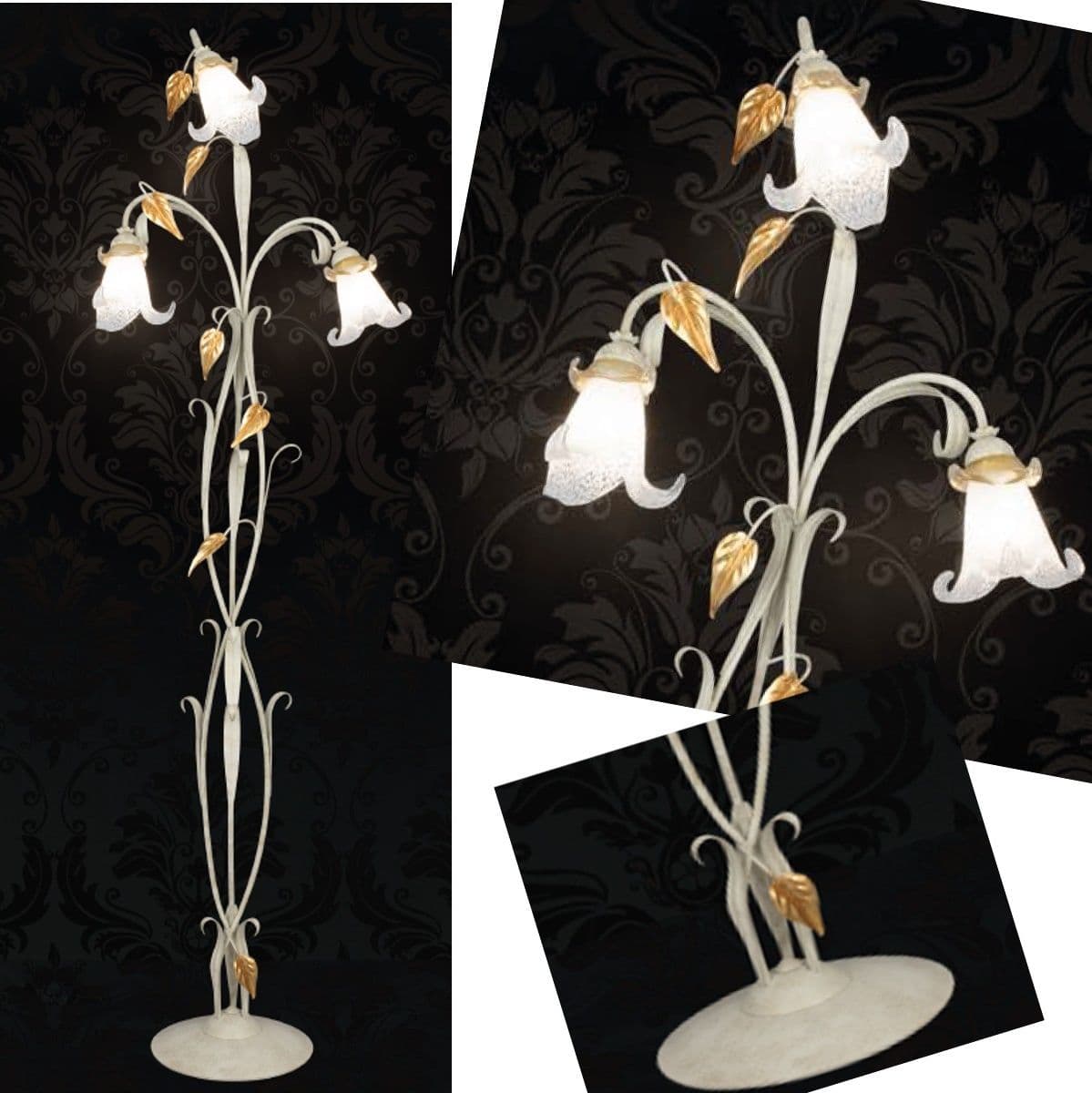 Piantana classica LAM 3850 3P E14 LED metallo vetro Lampada terra