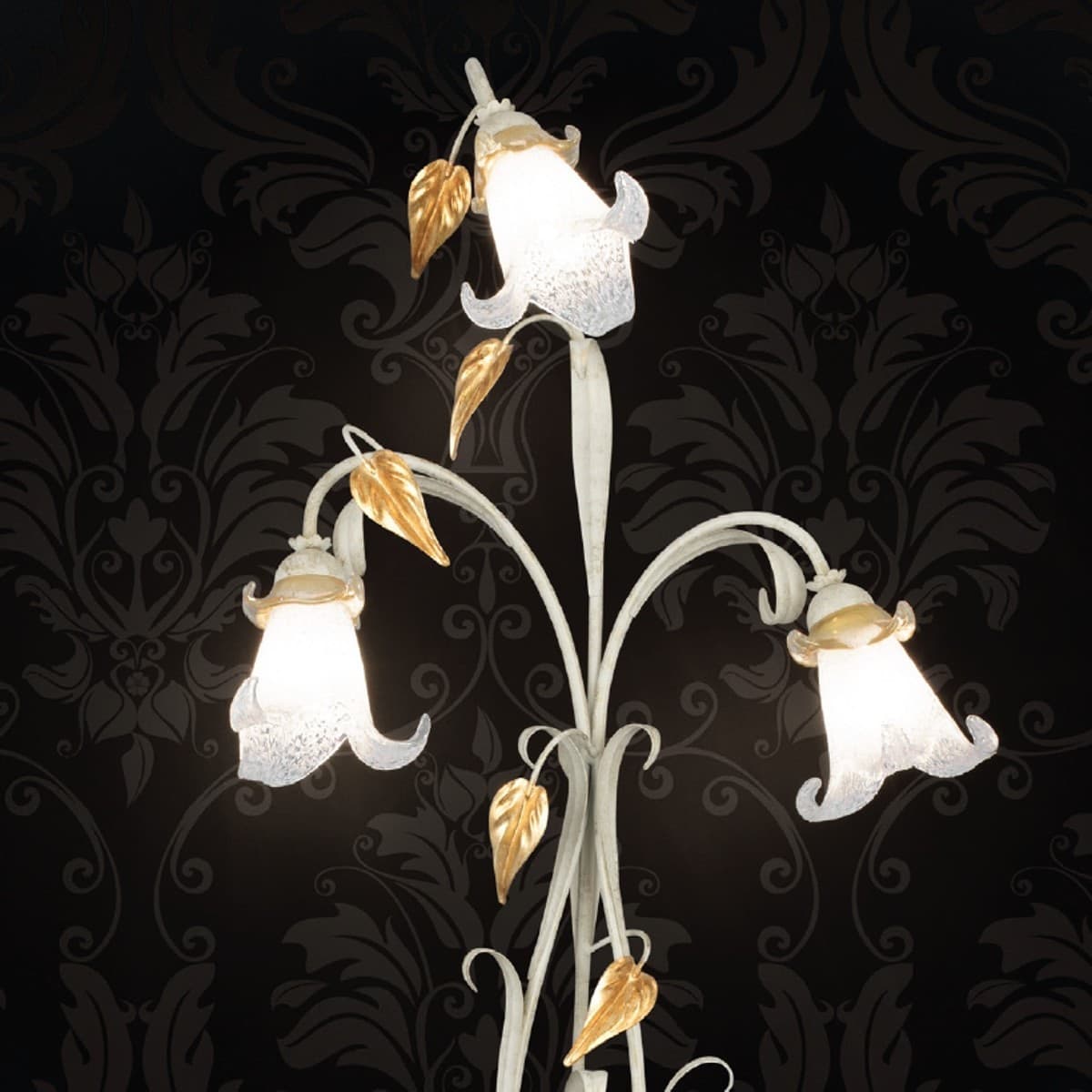 Piantana classica LAM 3850 3P E14 LED metallo vetro Lampada terra - 2