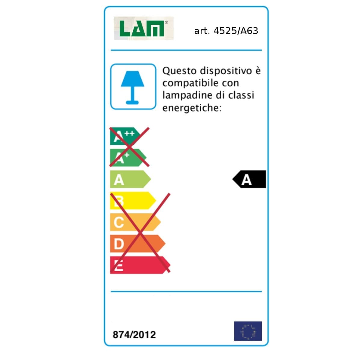 Applique classico LAM 4525 A63 G5 NEON metallo vetro lampada parete - 5