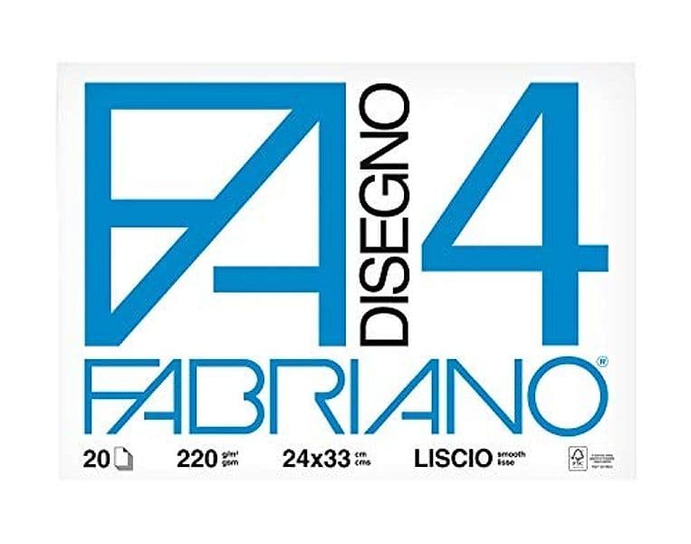 Fabriano - Album da Disegno F4 Formato 24 x 33 cm, Fogli Lisci, Grammatura 220gr/m2, 20 Fogli (5200597)