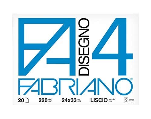 Fabriano - Album da Disegno F4 Formato 24 x 33 cm, Fogli Lisci, Grammatura 220gr/m2, 20 Fogli (5200597)