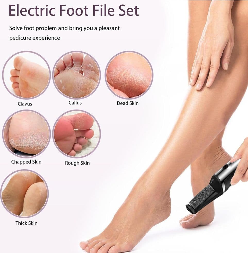 BACCHETTA 3IN1 RIMUOVI CALLI ELETTRICO LIMA RICARICABILE STRUMENTI PER PEDICURE MANICURE - 4