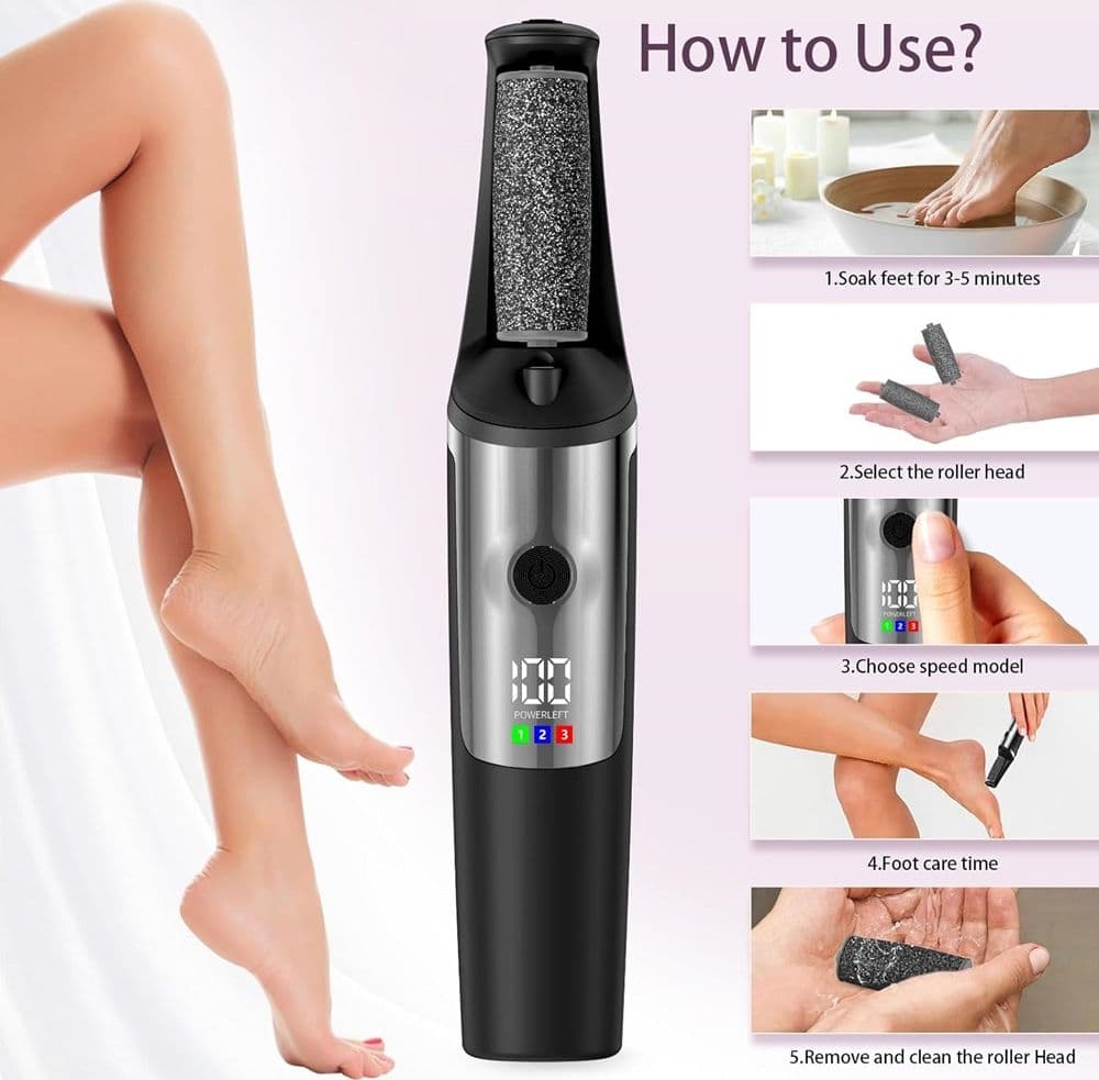 BACCHETTA 3IN1 RIMUOVI CALLI ELETTRICO LIMA RICARICABILE STRUMENTI PER PEDICURE MANICURE - 5