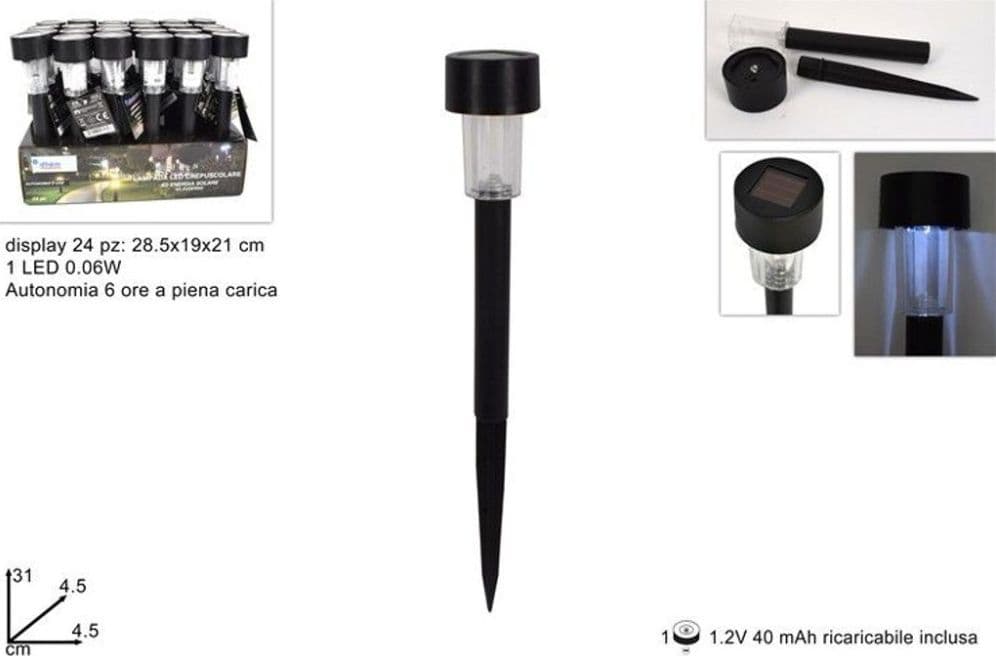 Lampada solare da giardino LED picchetto luce esterna automatica waterproof - 2
