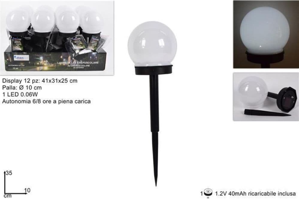 Lampada solare giardino sfera LED picchetto luce esterna automatica decorativa - 2