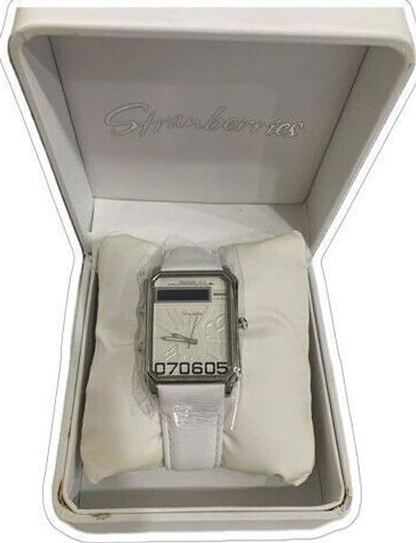 Orologio da polso bianco con cinturino in pelle Cassa in acciaio inossidabile - 2