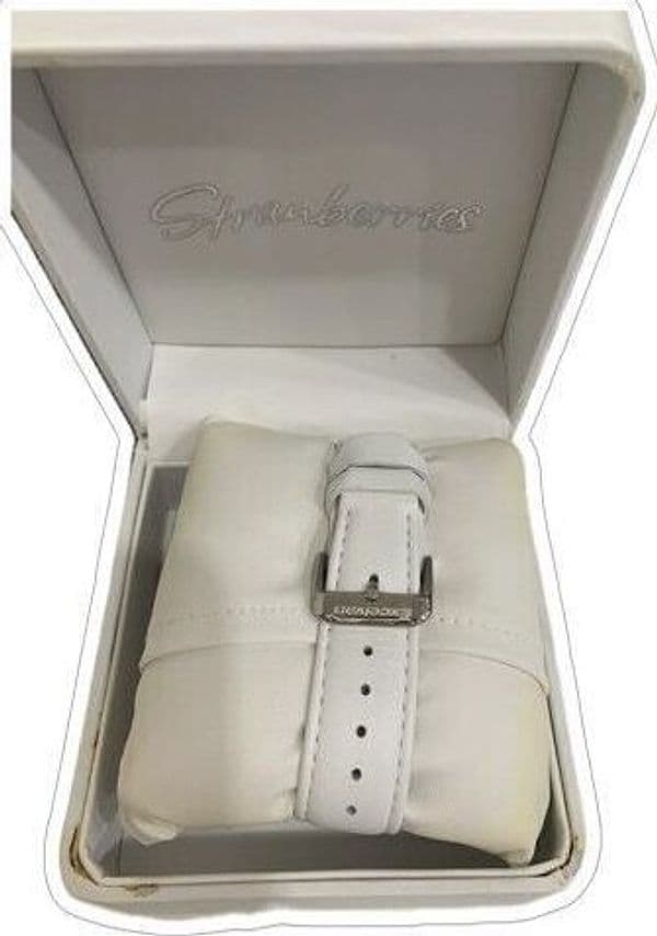 Orologio da polso bianco con cinturino in pelle Cassa in acciaio inossidabile - 3