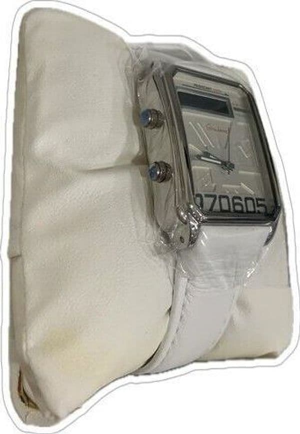 Orologio da polso bianco con cinturino in pelle Cassa in acciaio inossidabile - 4