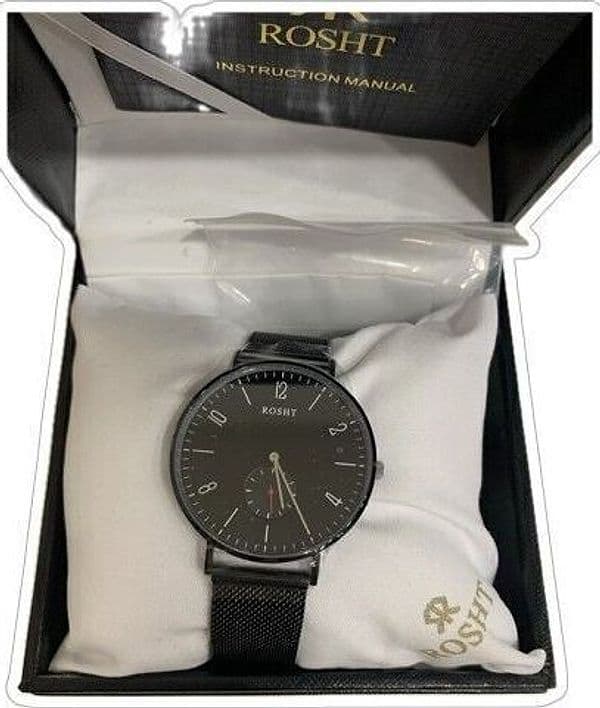 ROSHT Orologio al quarzo da uomo cinturino in acciaio inossidabile impermeabile - 4